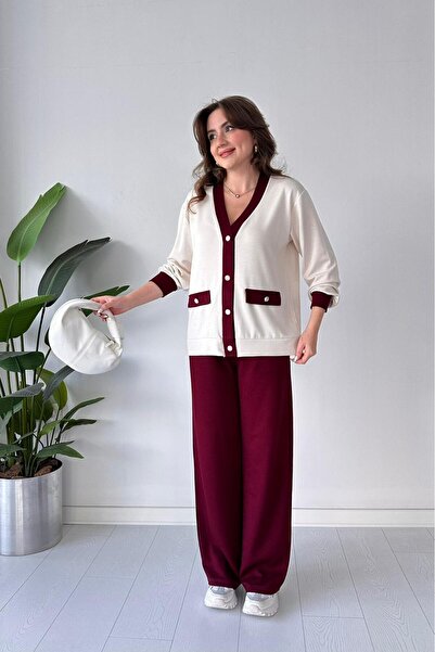 MaziButik Hırkamı Modal Suit Burgundy