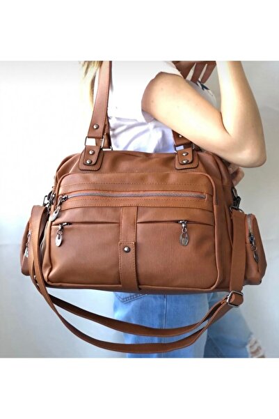 eranora Geantă de umăr și de mână Samilon pentru femei, din piele spălată, cu mai multe compartimente