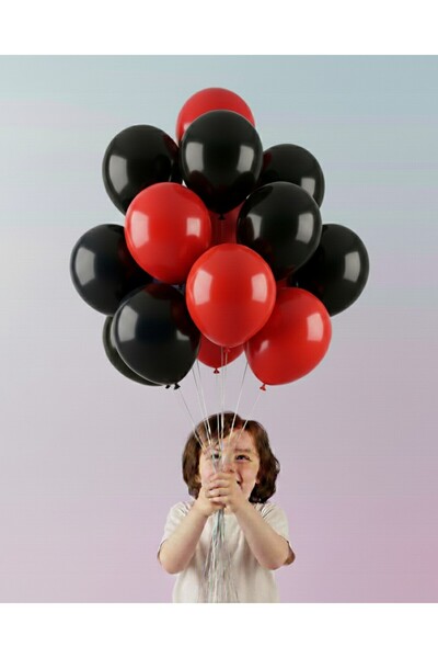 Evabrite 12Inch Large Size Red Black Color Balloon High Quality 100 Pieces - Birthday Party Ornament