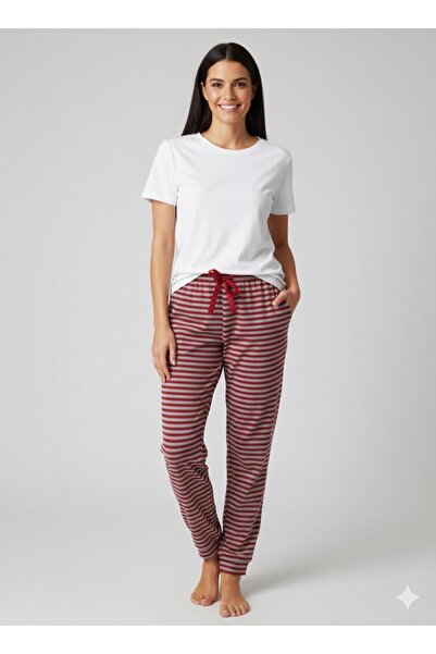 FAMES PİJAMA Winter Striped Women's Pajama Bottoms