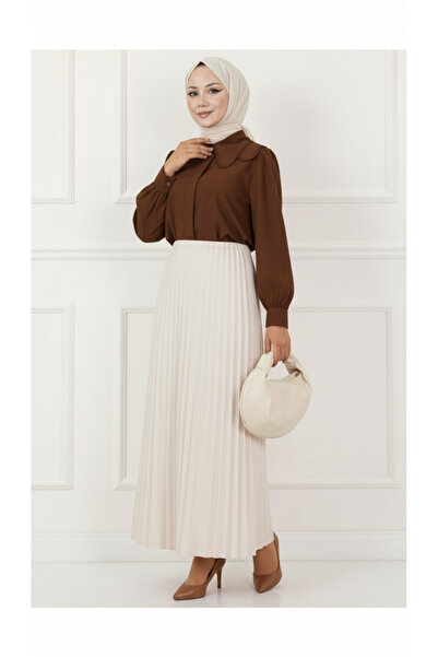 MODA Lace Collar Detailed Skirt Top Short Crop Shirt