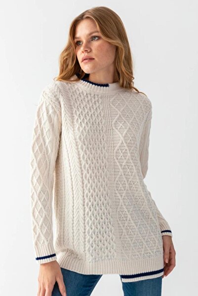 Noi Belis Crew Neck Knit Detailed Sweater Aw25Kz0041