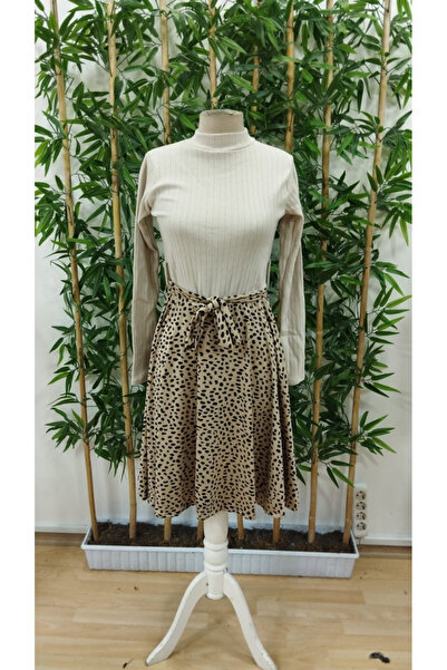 buğrahayalin Women's Long Sleeve Turtleneck Tie Waist Top Camisole Skirt Diving Dress