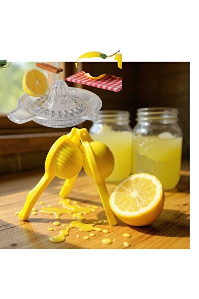 Lider MAGNESİA Lemon Squeezer Set of 2, 1 Classic Glass Lemon Squeezer, 1 Lemon Press