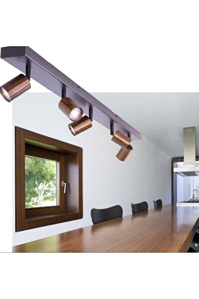 Genel Markalar Modern Siyah Bakır Eskitme 120 cm 5li Beşli Hareketli Spot Avi...