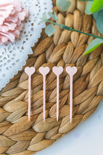 Atolye Doruk 50Pcs Pink Heart Cupcake Picks-Baby Girl Birthday, Baby Shower, Engagement Cake Decoration Supplies