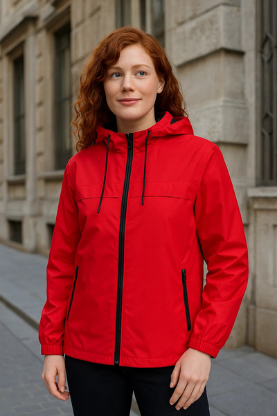 comstar Women's Lined Hooded Red Windbreaker & Raincoat