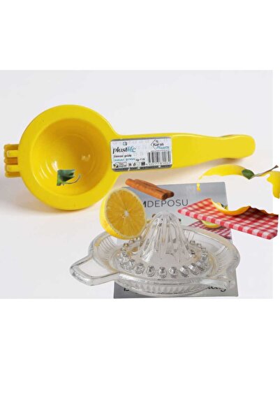 Lider MAGNESİA Lemon Squeezer Set of 2, 1 Classic Glass Lemon Squeezer, 1 Lemon Press