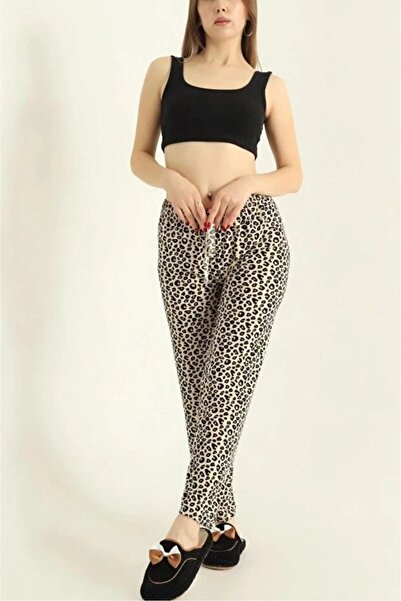 Gawzera Milan Fabric Cotton Leopard Pattern Women's Pajama Bottoms