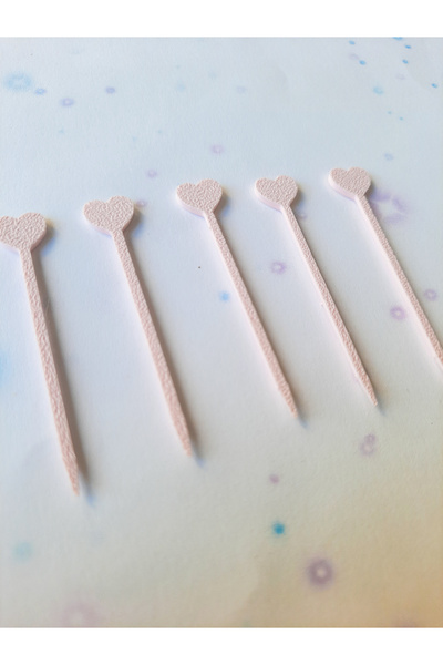 Atolye Doruk 50Pcs Pink Heart Cupcake Picks-Baby Girl Birthday, Baby Shower, Engagement Cake Decoration Supplies