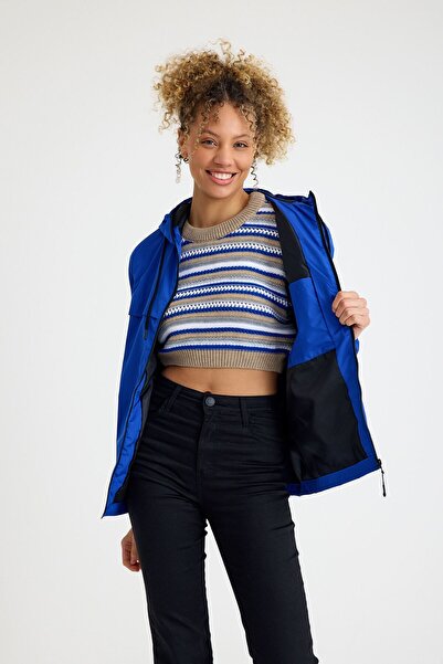 comstar Women's Lined Hooded Blue Windbreaker & Raincoat