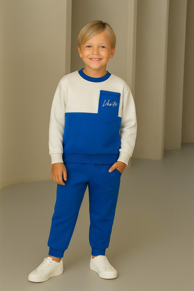 KOKOŞ BEBEK Liberte Printed Color Block Kids Tracksuit Set - Blue/White 3/10 Age 31485