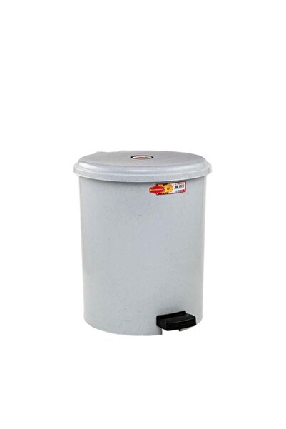 Omnipazar Sy-4231 Gray Pedal Round Trash Can with Inner Bucket 15 Liters