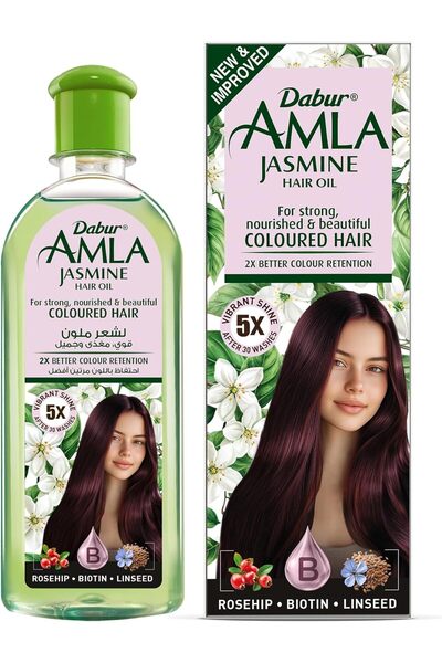 Dabur زيت الشعر أملا بالياسمين - لشعر قوي وصحي وجميل، زيت شعر للشعر المصبوغ، ...