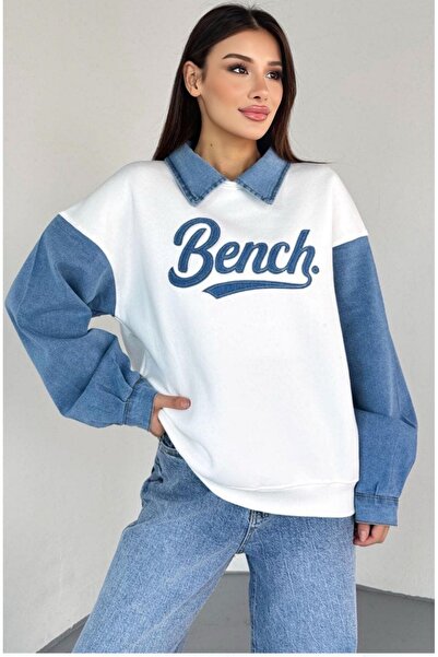 CCTWEAR Jean Detailed Shirt Collar Sweatshirt