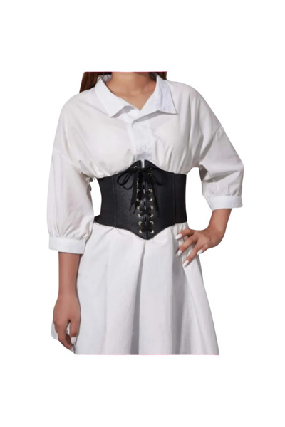Fstyle Women's Corset Belt Free Size Women's Elastic Waist Shaper Belt - Stylish Waist Cincher Design with Drawstring Closure