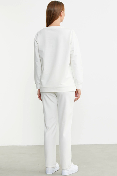 Eng Sementa 76380 Stone Detailed Crew Neck Tracksuit Set