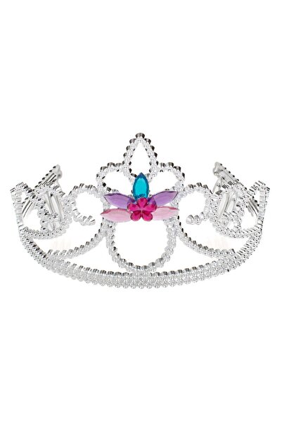 OEM Coronita Par Tiara Argintie cu Pietre Colorate & Flori pentru Copii