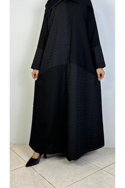 REİNA Abaya made of linen fabric with a beautiful ribbed fabric insert