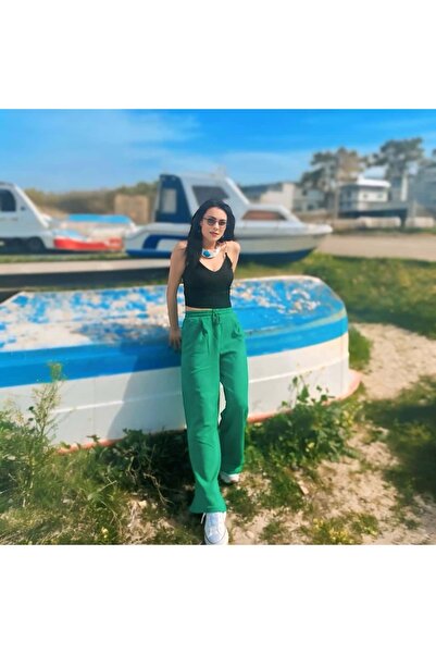 Cream&Rouge Bol Paça Pantolon - Yeşil