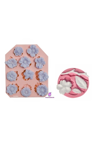 morlalem m 2'li, papatya Çiçek Yaprak Dal Seti, 2 adet Silikon Kalıp K-173 K-...