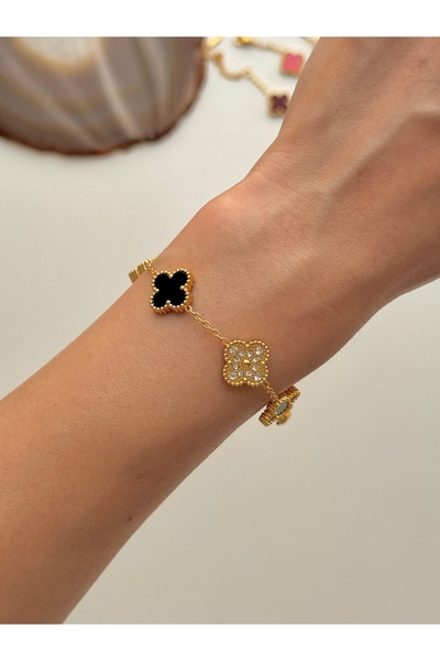 YOUES JEWELRY 316L Steel Navy Blue Stone Bracelet Women's Bracelet Gold Doubl...