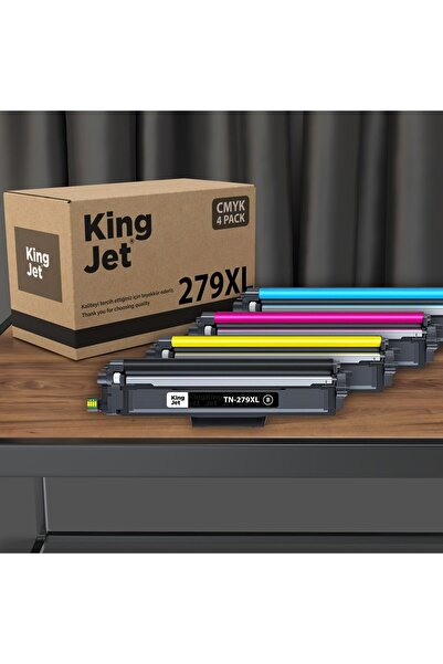 KingJET Brother Uyumlu TN-279XL Yüksek Kapasiteli 4 Renk (Takım) Muadil Toner...