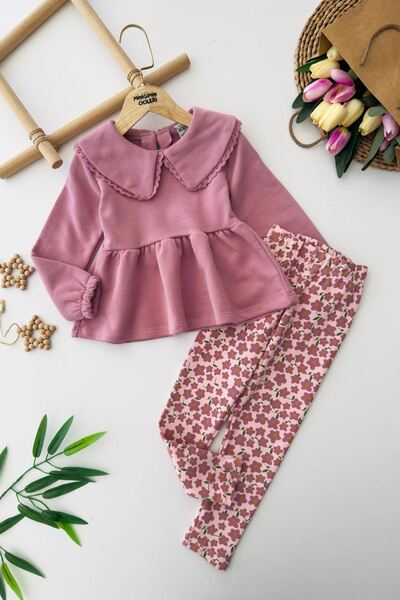 Minigimin Cicileri Costum colorat pentru fetiță cu detaliu de flori imprimate...