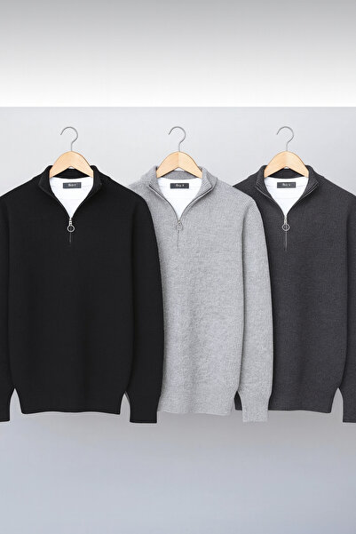 LC Waikiki 3 liselanik erkek yarım fermuarlı kışlık boğazlı yarım fermuarlı kazak / hırka