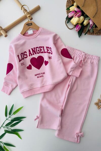 Minigimin Cicileri Costum pentru fetiță cu imprimeu Los Angeles Heart - roz