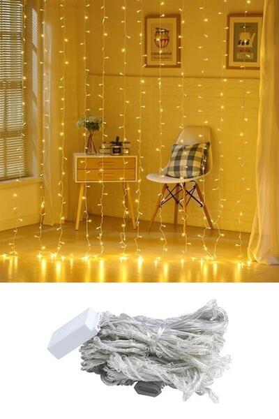 Murido 2x2 Metre 144 Ledli 10 Saçaklı Perde Led Işıklar Animasyonlu Kumandalı Fişli - Günışığı