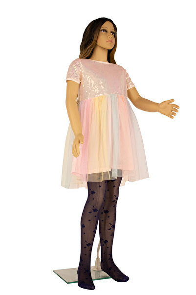 PETRA-ELISA Children's Lycra 20 Den Leotard with Serena pattern, Navy Blue, 9-11 years