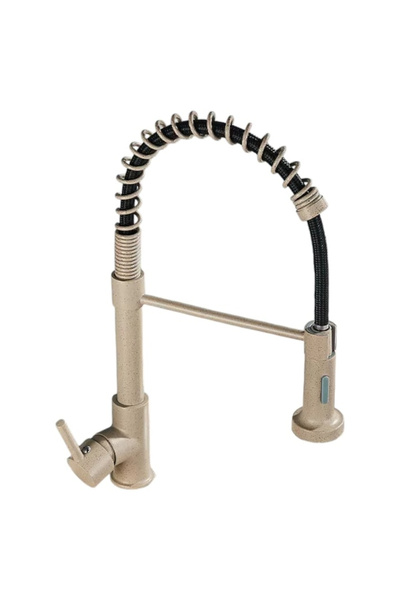 BisDesign ® Kitchen Sink Faucet, 2 Flow Modes with Pull-out Spray, Granite Beige Finish, Size 44 cm