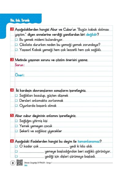 Üçgen Yayıncılık Dilimizin Zenginliği DEYİMLER - 1. Seviye