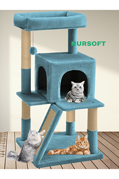 Nursoft Teraslı Dekoratif Kedi Tırmalama Evi