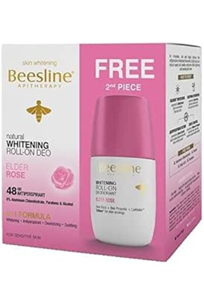 Beesline مزيل عرق رول أون برائحة الورد المُبيض، 1+1 مجانًا، 48 ساعة، تركيبة 4 في 1