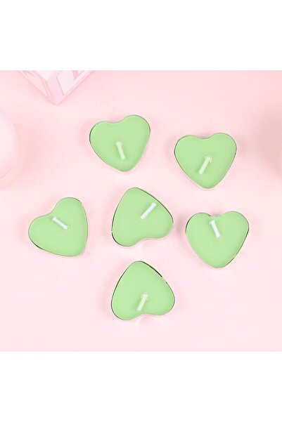 Flippy Set of 9 Heart-Shaped Scented Candles Flippy, Apple Scent, 3.5-4h Burn, Paraffin, 4x2 cm, Green