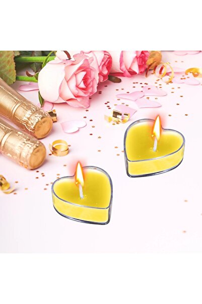 Flippy Set of 9 Heart-Shaped Scented Candles, Citrus, 3.5-4 h, Paraffin, 4x2 cm, Yellow