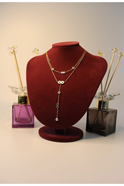 Genel Markalar Zirkon Taşlı Paslanmaz Çelik Sallantı Sonsuzluk Çoklu Kolye