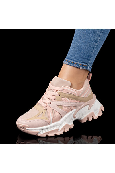 BMoD Women's pink and beige sneakers with a chunky sole MOD09787