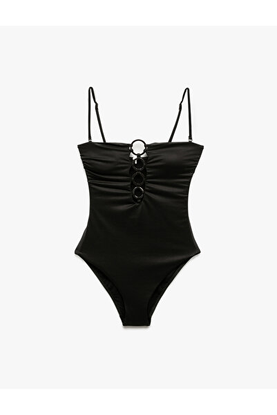 Koton Strapless Swimsuit with Thin Strap Accessory Detail