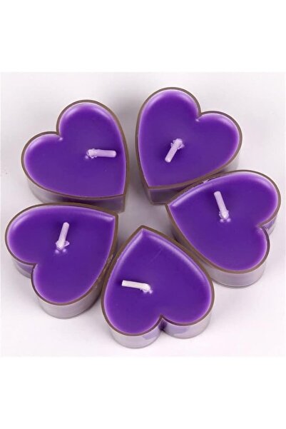 Flippy Set of 9 Heart-Shaped Candles, Lavender Scent, 3.5–4 h Burn, Paraffin, 4x2 cm, Purple