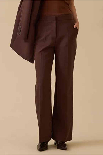 SEÇİL Women's Spanish Leg Classic Trousers - Brown