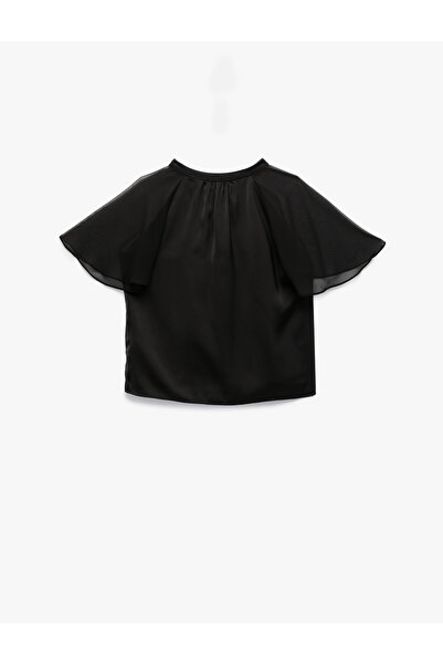 Koton Tulle Short Watermelon Sleeve Crew Neck Blouse