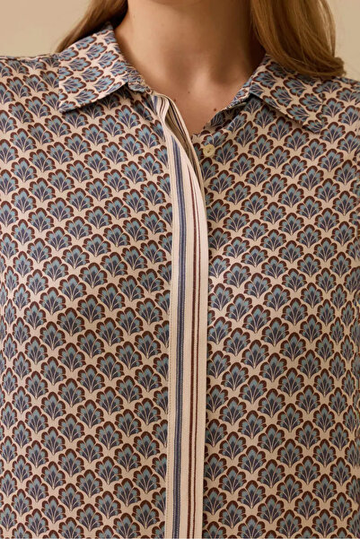 Galaxie Women's Plus Size Patterned Long Tunic - Blue