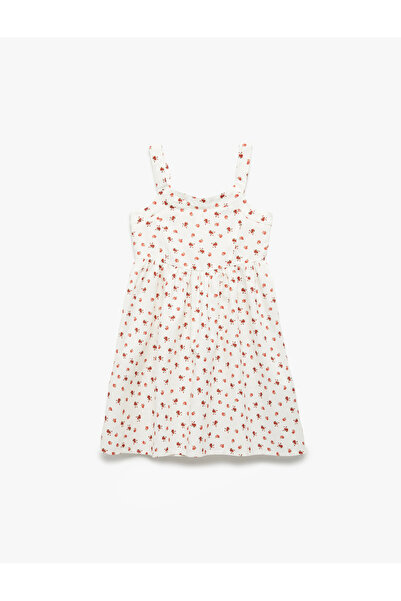 Koton Ленена рокля с флорални мотиви и без презрамки