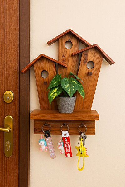 Baybars Ahşap Dekoratif Duvara Monteli - Askılık - Anahtarlık - Çiçeklik