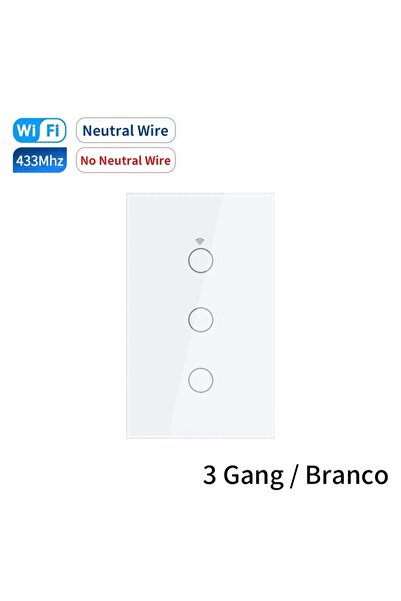 Choice3 GGBEE 3Gang-White US Plug Tuya WiFi Smart Light Switch Neutral Wire/N...