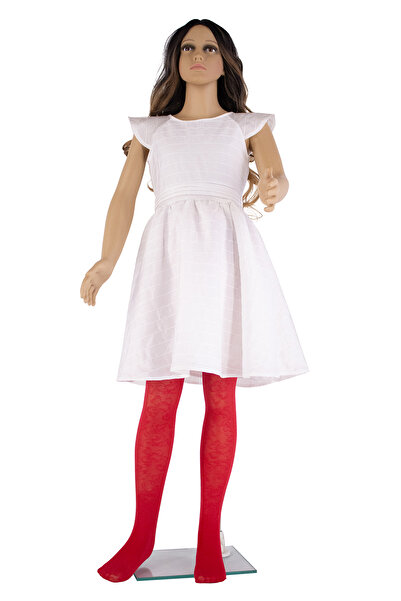 PETRA-ELISA Children's Microfiber Tights 40 DEN with Ioana pattern, Red, 9-11 years