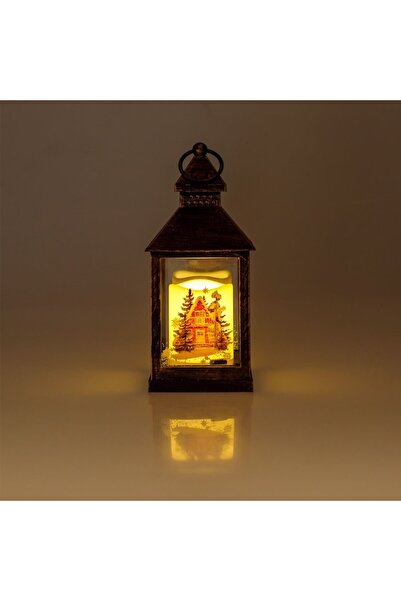 SHOPIENS Decorative Hanging Lantern Shopiens®, Brushed Bronze Candle and LED, 10 x 10 x 24 cm
